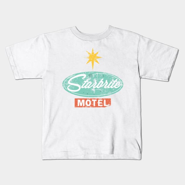 American Gods Starbrite Motel (washed out and weathered) Kids T-Shirt by GraphicGibbon